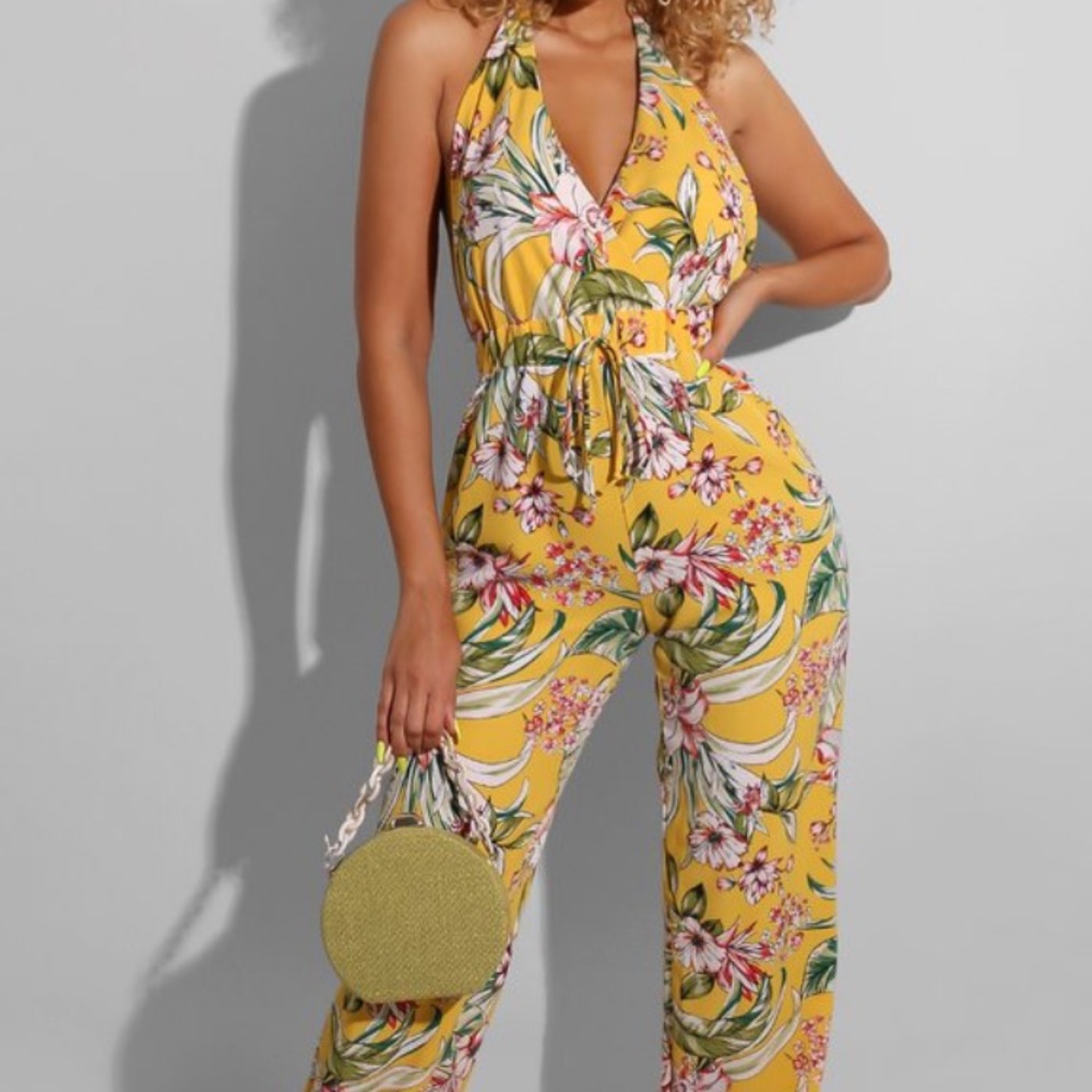 Yellow flower jumpsuit